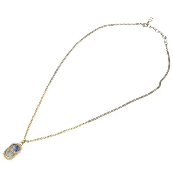 Dior CD Icon Logo Gold Blue Necklace Accessories 0575 - Picture 2 of 3